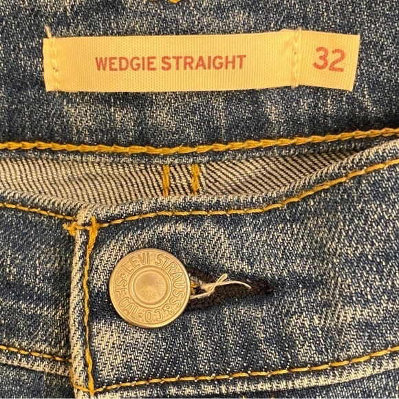 Levi’s 32 (14/15) Wedgie Straight Jeans Button Fly Stretch Womens High Rise - Picture 10 of 16